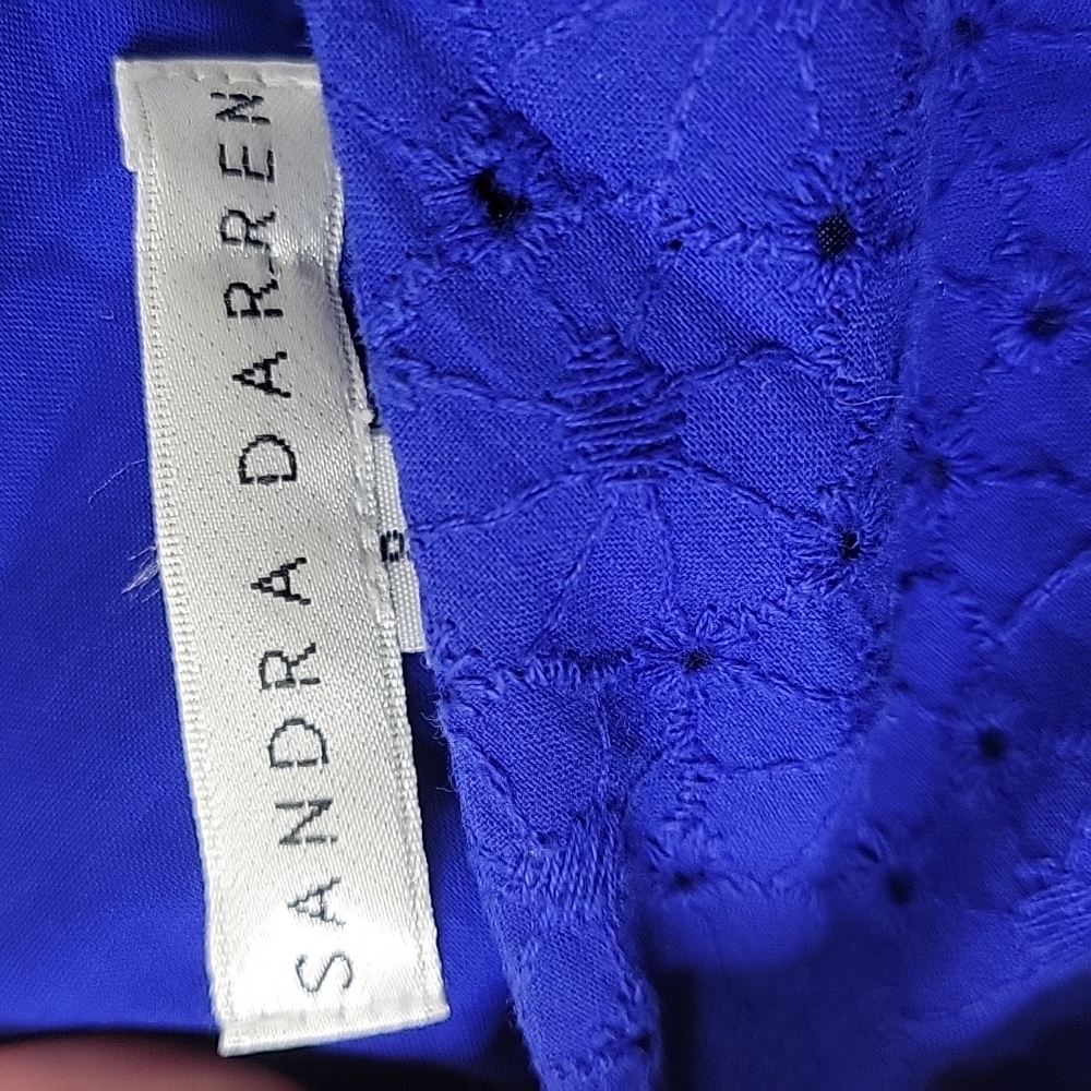 Sandra Darren Royal Blue V Neckline Sleeveless Fit and Flare Dress Size 8 - Picture 10 of 13